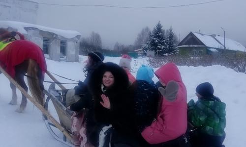 Новогоднее катание в санях .